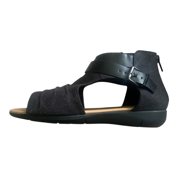 Comfortview summer sandals shoes 7.5 black canvas back zipper strap detail - Picture 7 of 16